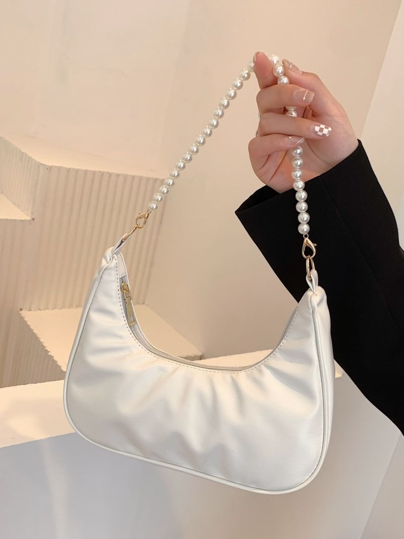 Faux Pearl Beaded Hobo Bag