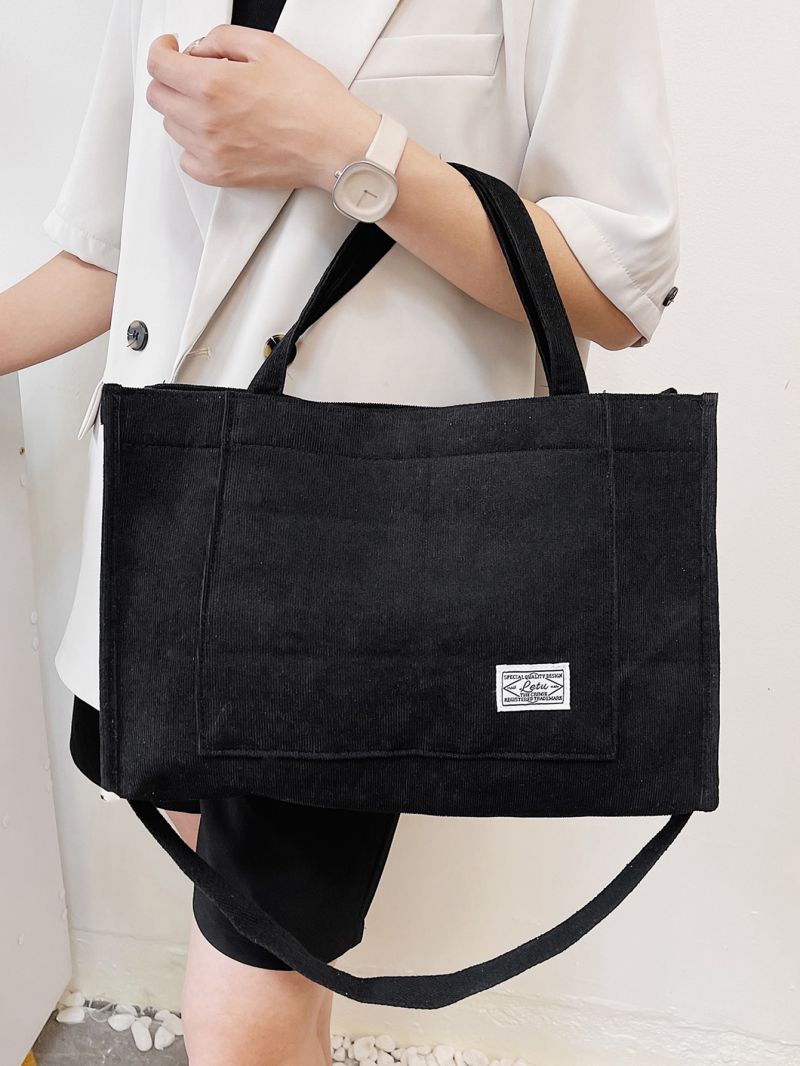 Patch Detail Large Capacity Shoulder Tote Bag