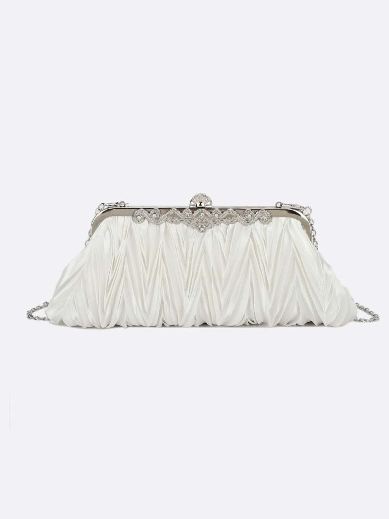 Rhinestone Decor Ruched Chain Square Bag