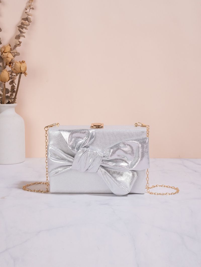 Mini Metallic Bow Decor Box Bag