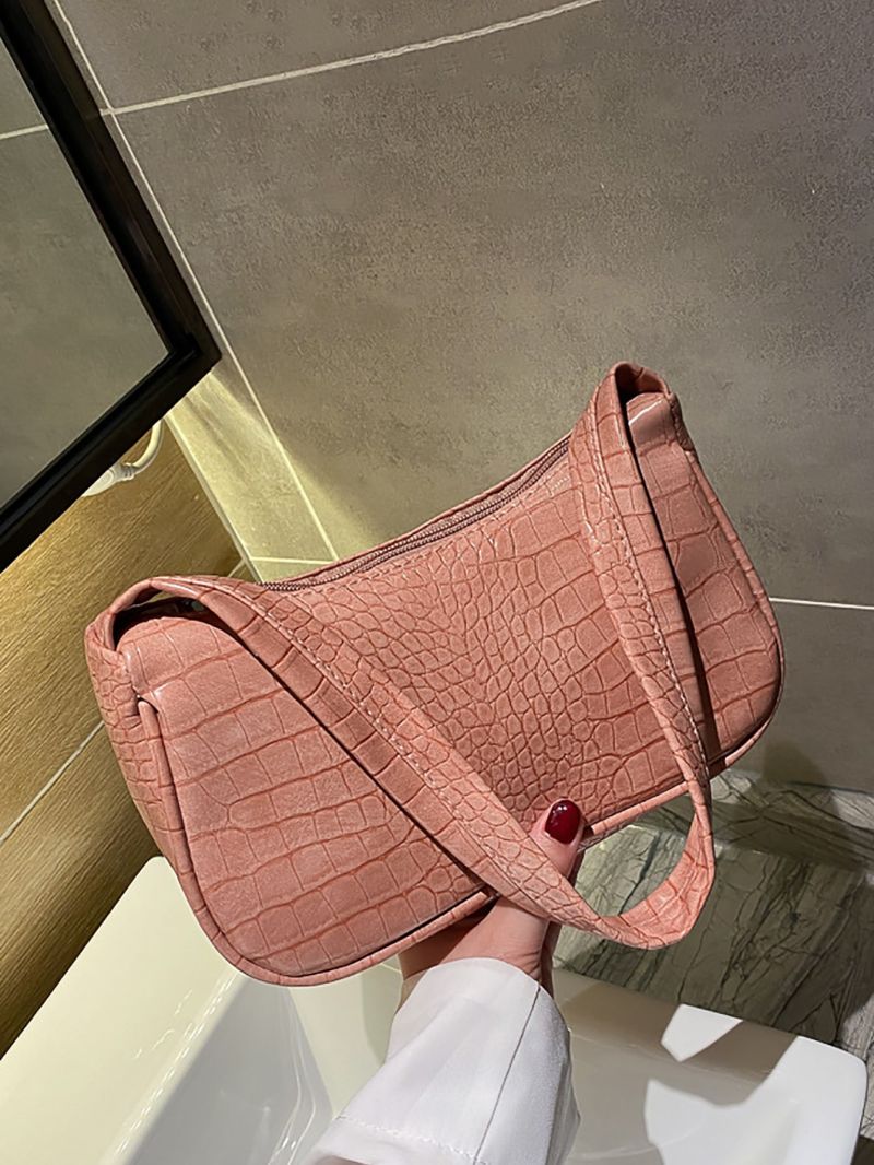 Crocodile Embossed Baguette Bag