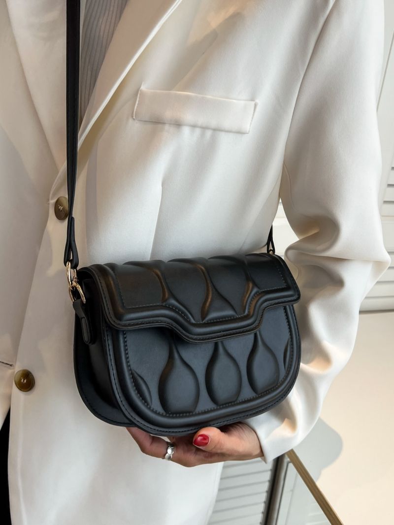 Geometric Embossed Saddle Bag