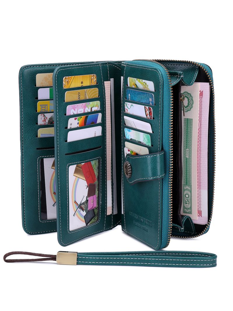 Hollow Out Button Decor Long Wallet