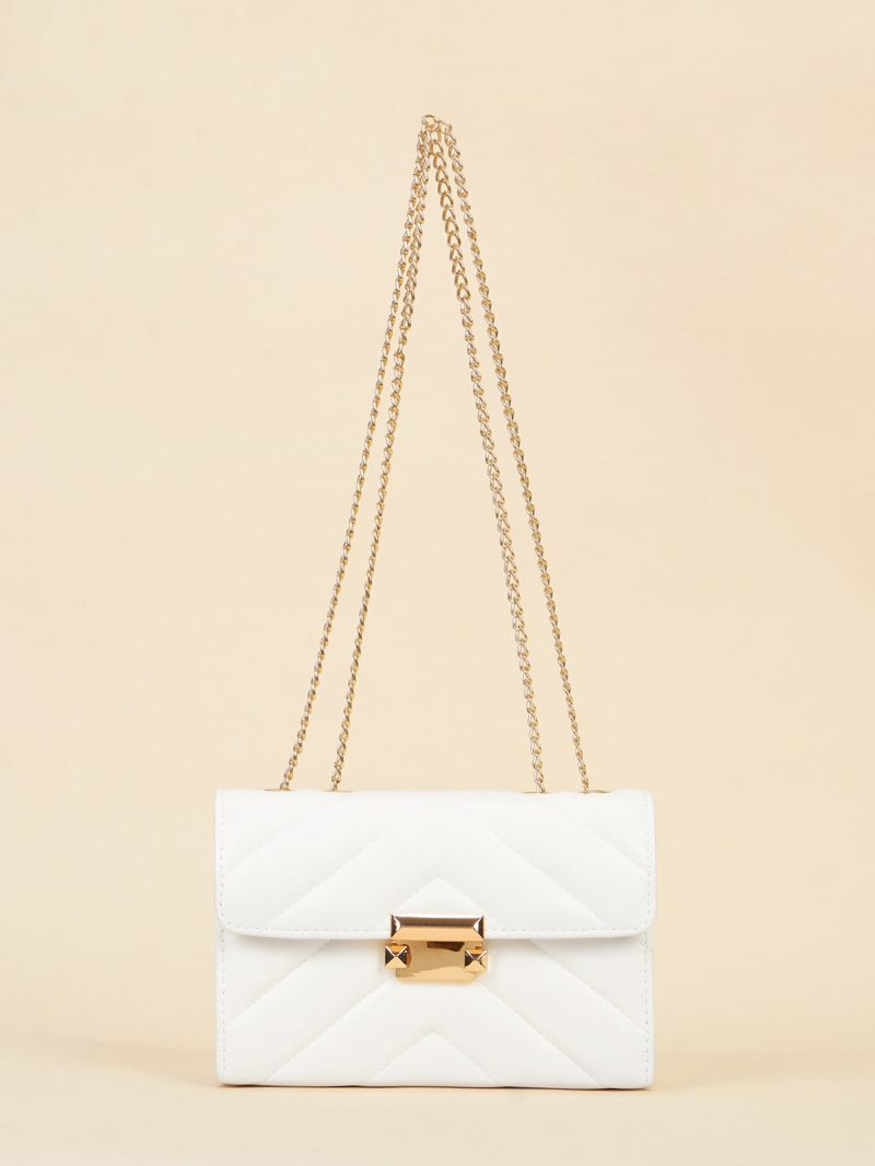 Chevron Flap Chain Square Bag