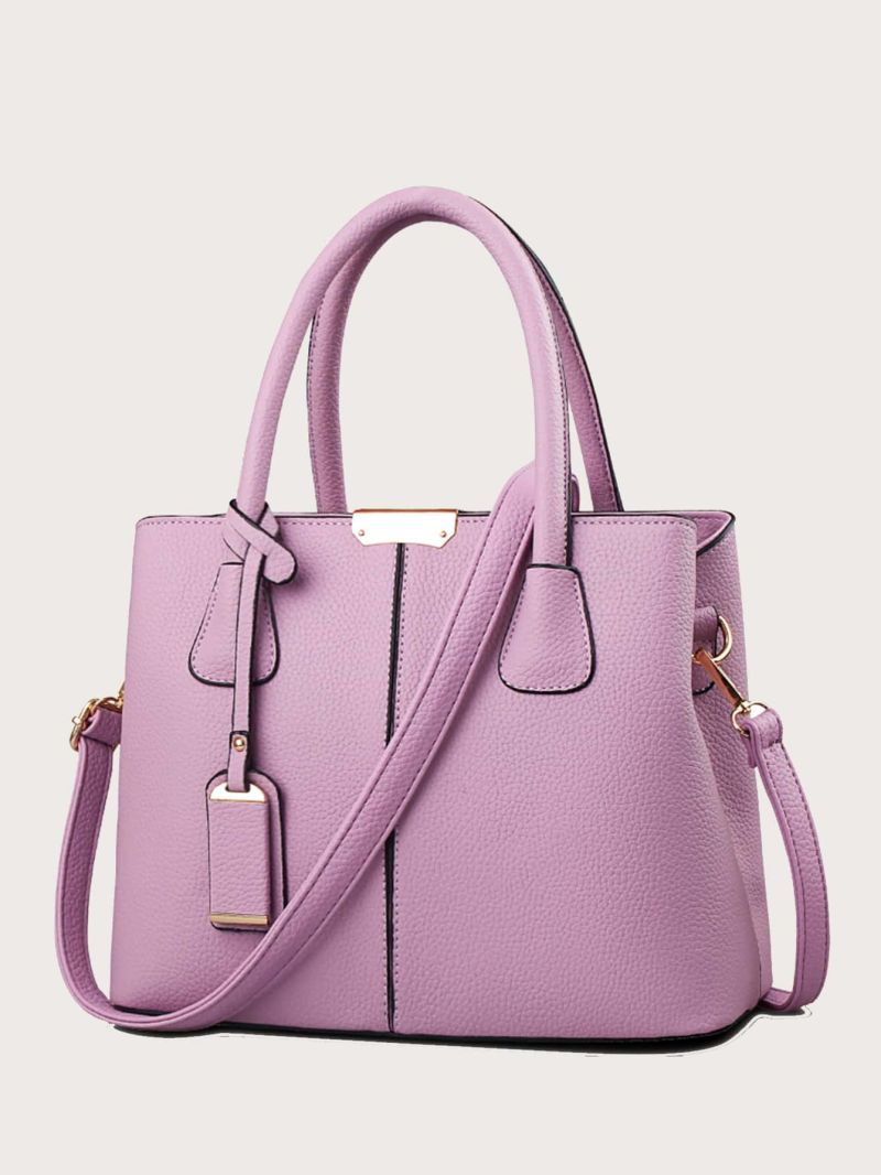 Litchi Embossed Top Handle Bag