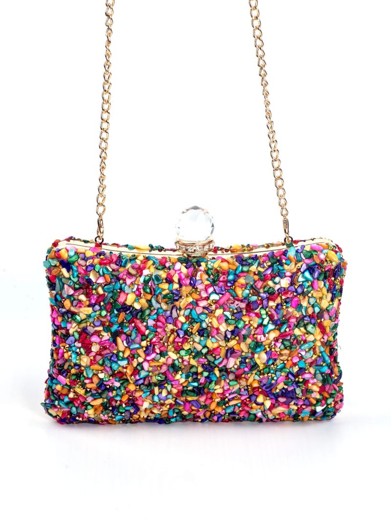 Mini Stone & Rhinestone Decor Chain Box Bag