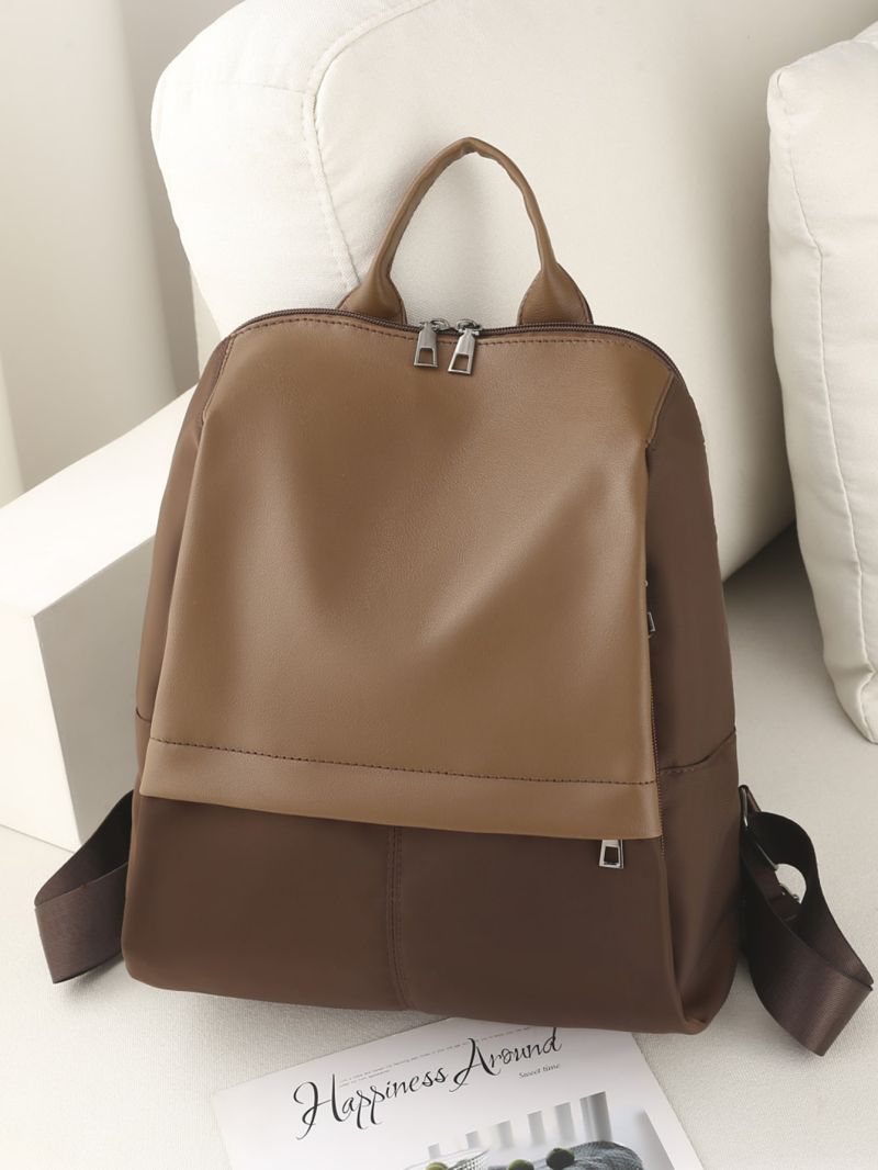 Colorblock Zipper Classic Backpack