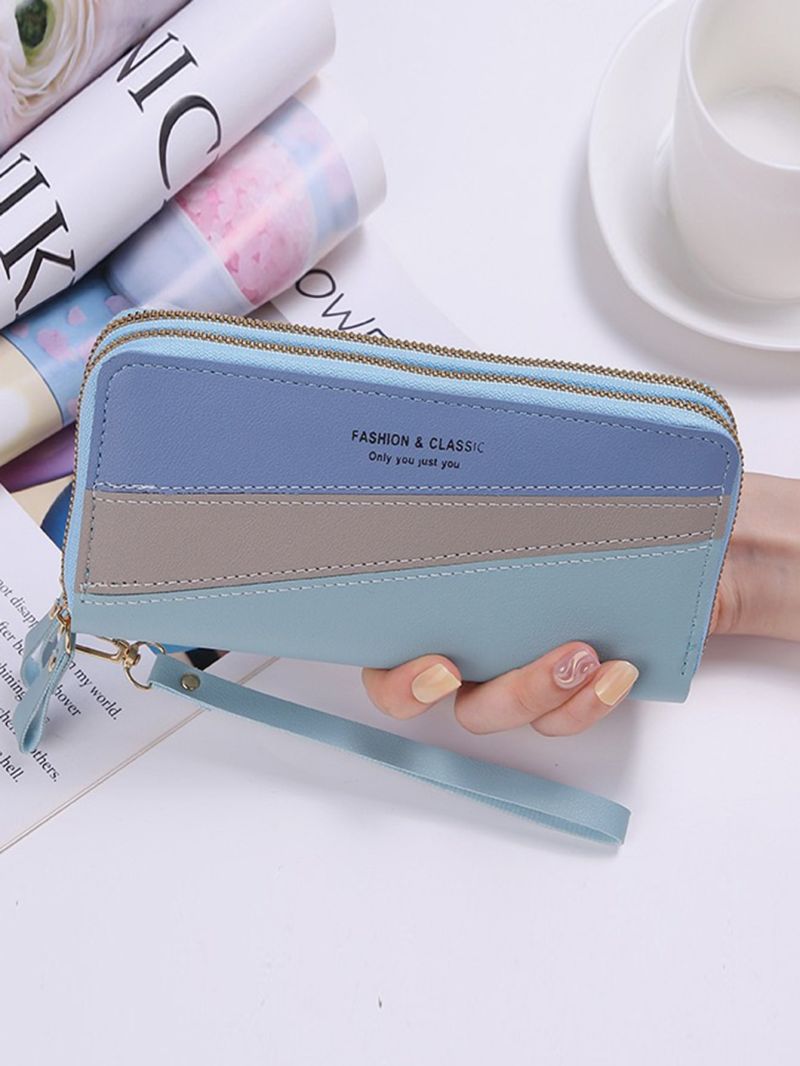 Color Block Letter Graphic Long Wallet With Wristlet