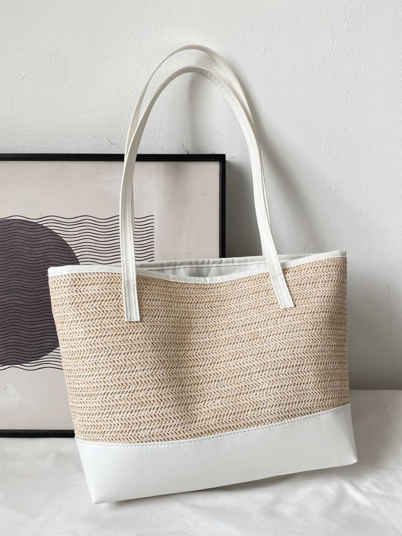 Two Tone Straw Bag