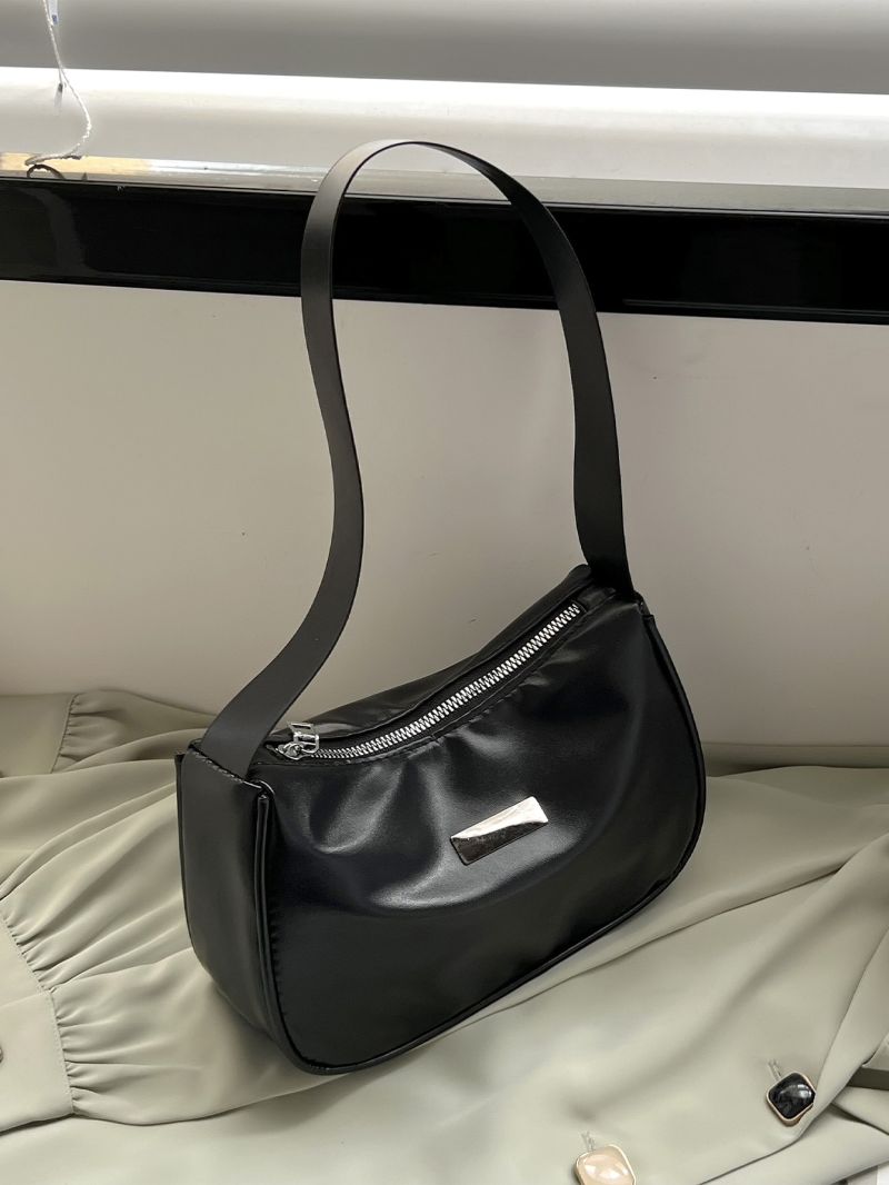 Metal Decor Baguette Bag