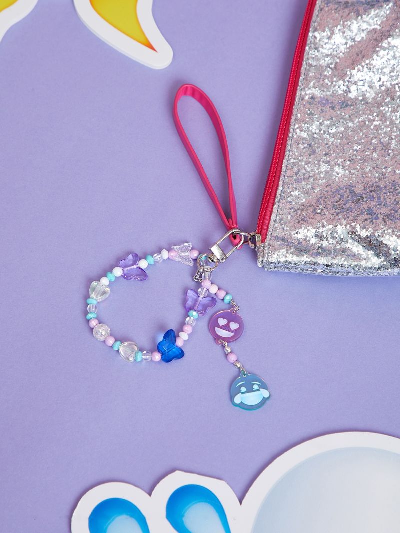 X emoji Emoji Design Butterfly & Beaded Decor Bag Charm