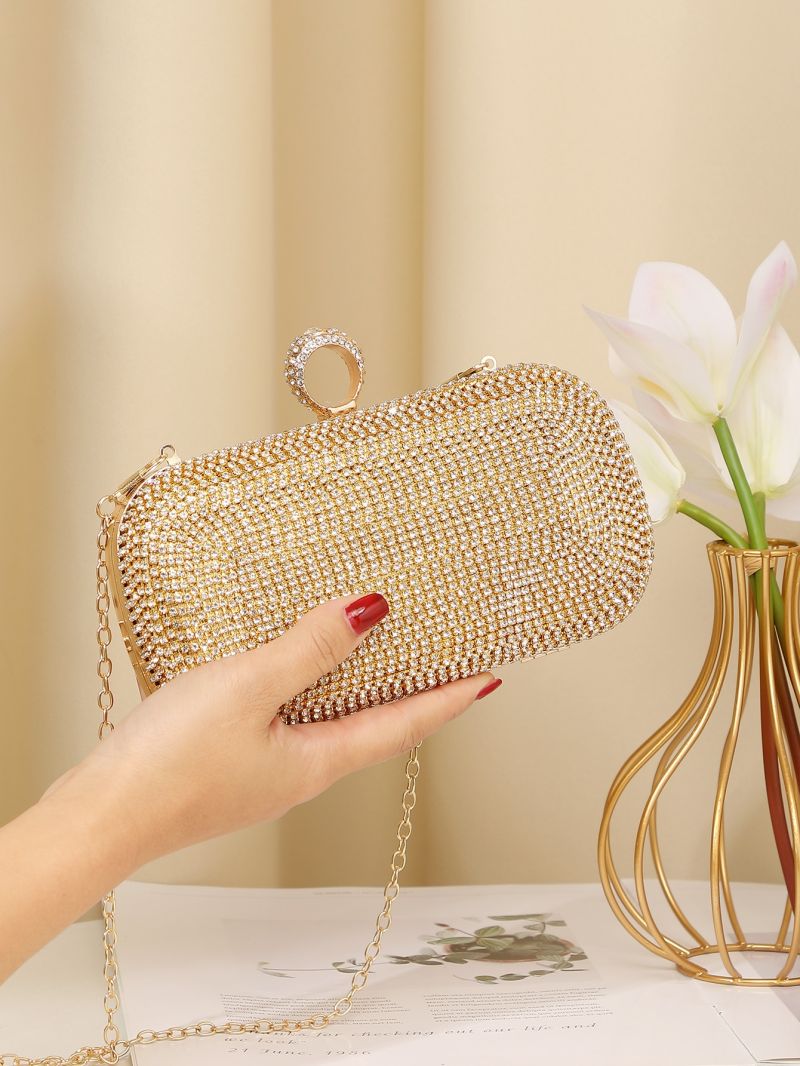 Mini Rhinestone Decor Chain Box Bag