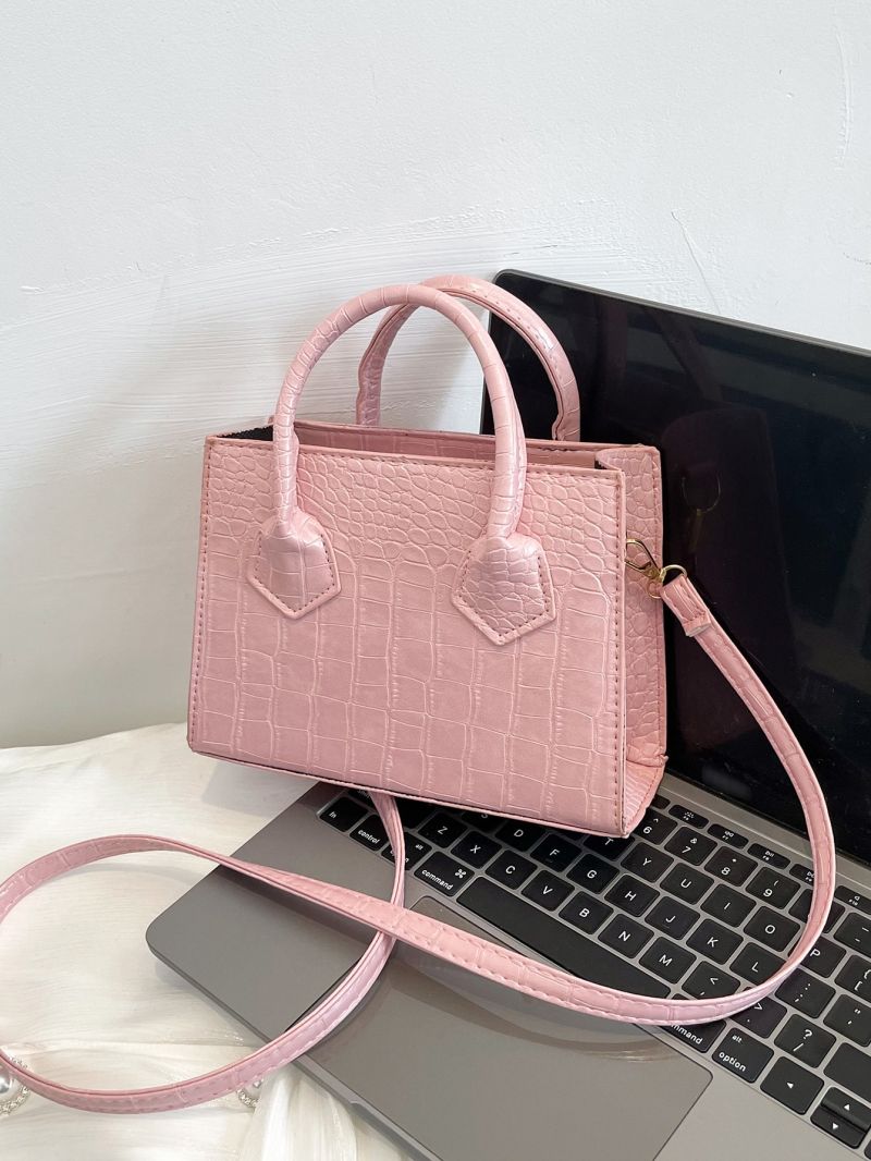 Crocodile Embossed Square Bag