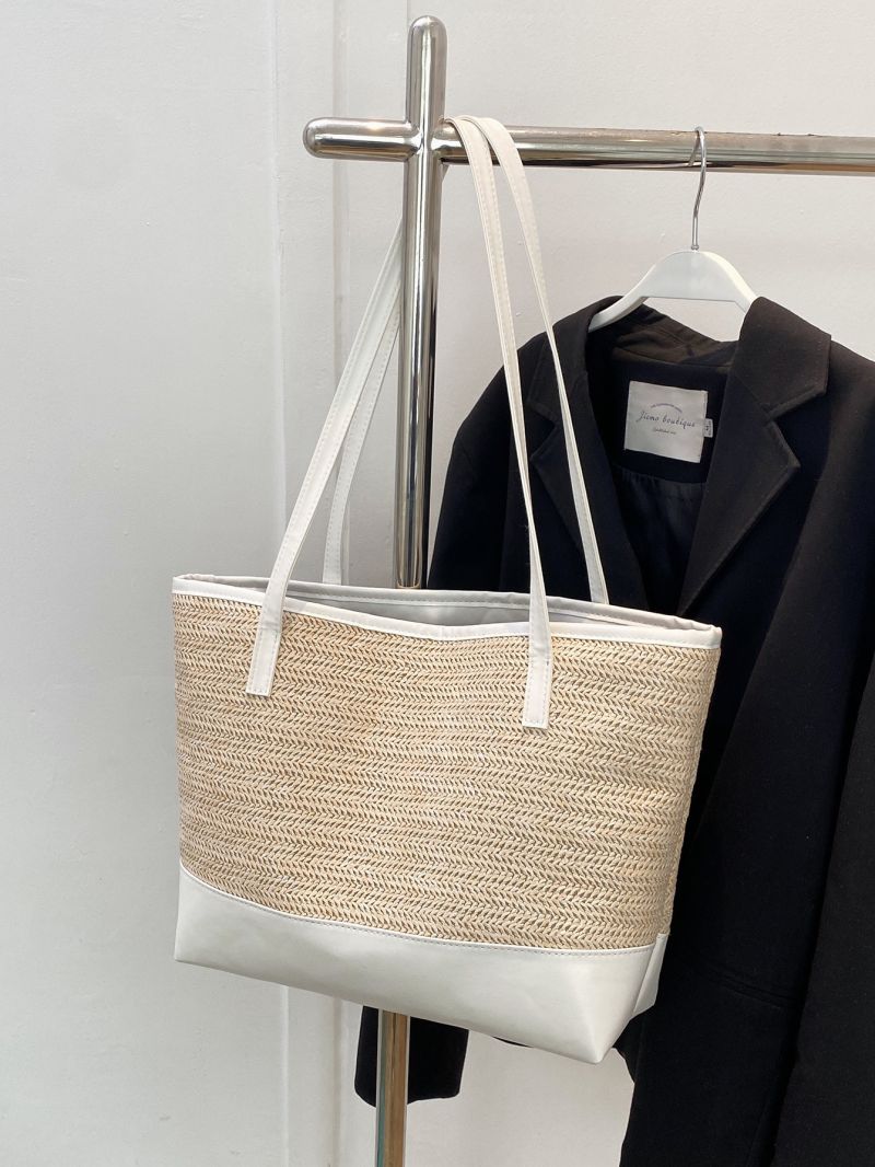 Two Tone Straw Bag