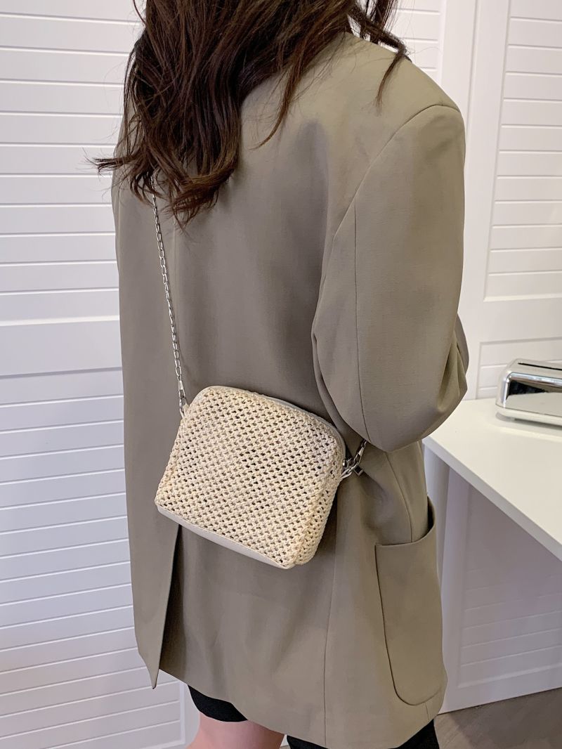 Mini Minimalist Chain Straw Bag