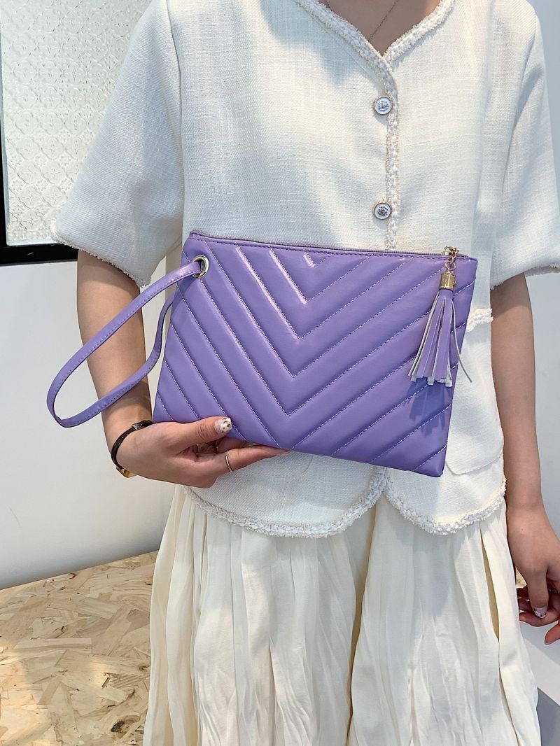 Tassel Decor Chevron Square Bag