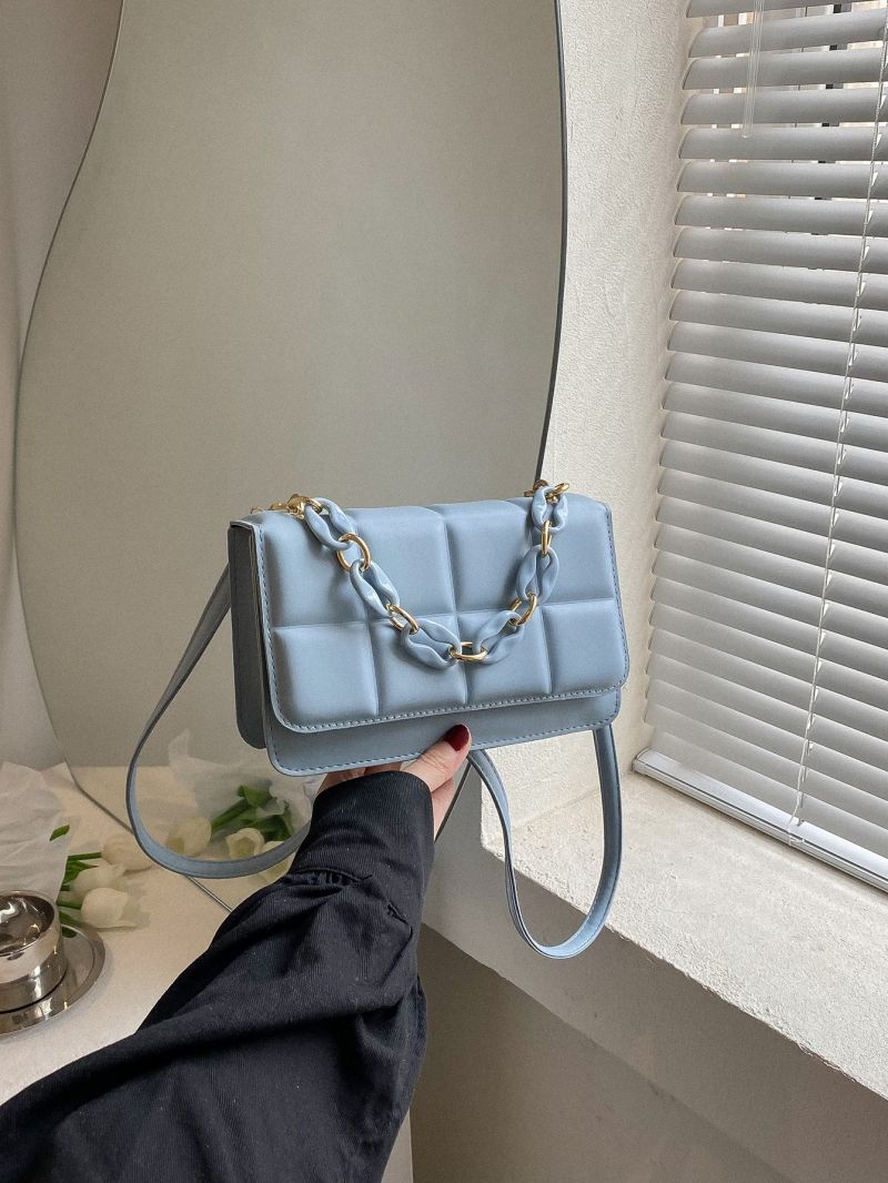 Mini Embossed Detail Chain Flap Square Bag