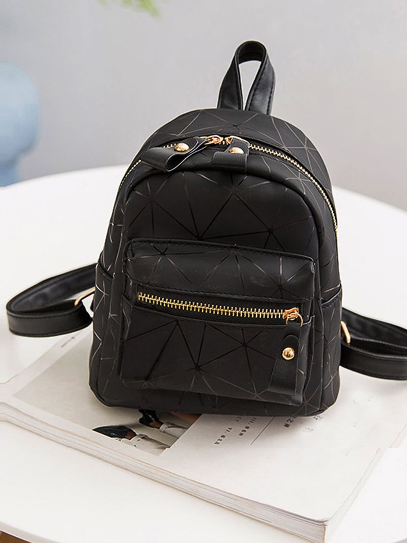 Mini Geometric Pattern Pocket Front Backpack