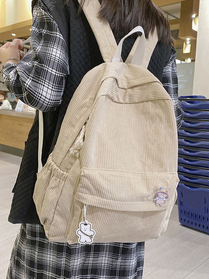 Minimalist Corduroy Large Capacity Backpack