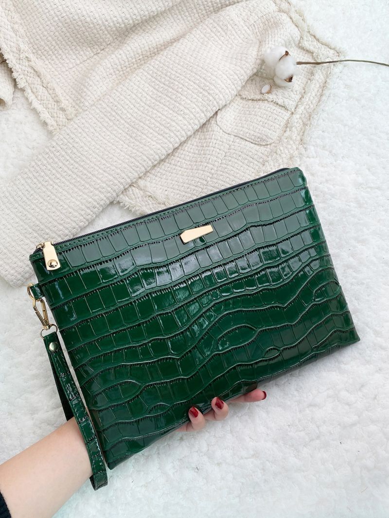 Crocodile Embossed Square Bag
