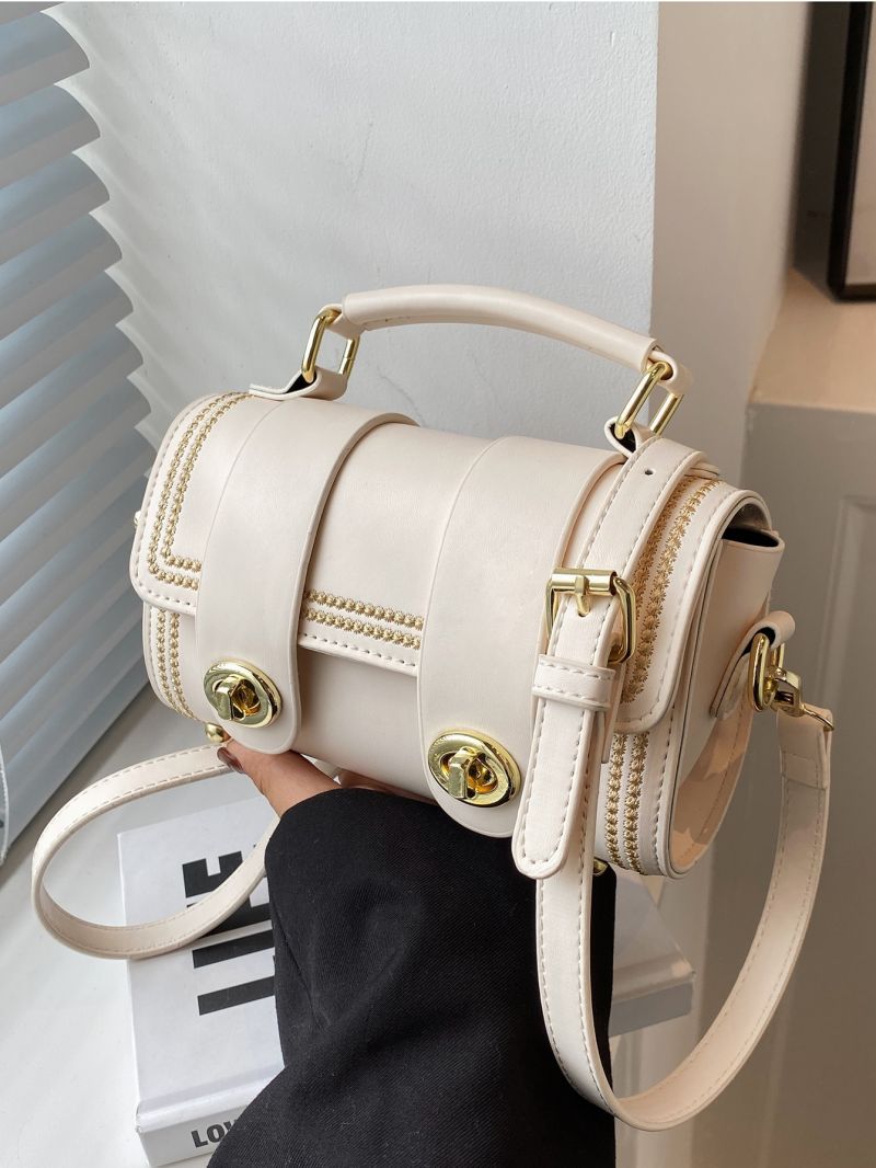 Mini Twist Lock Stitch Detail Flap Square Bag