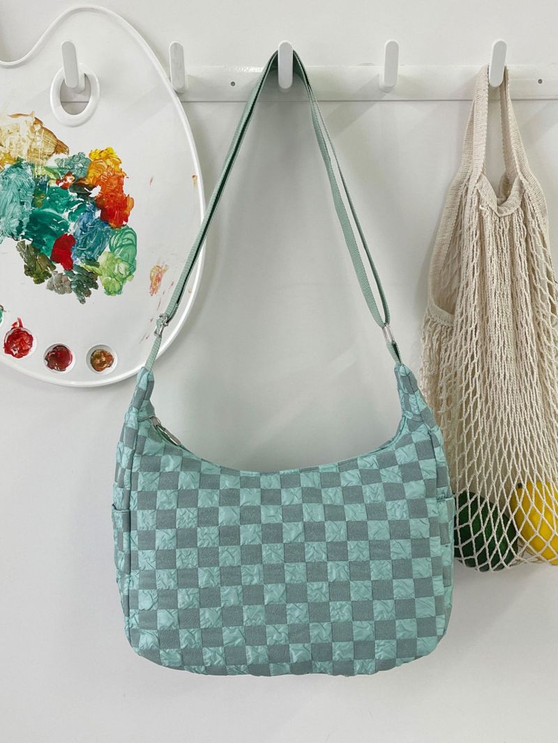 Checkered Pattern Hobo Bag