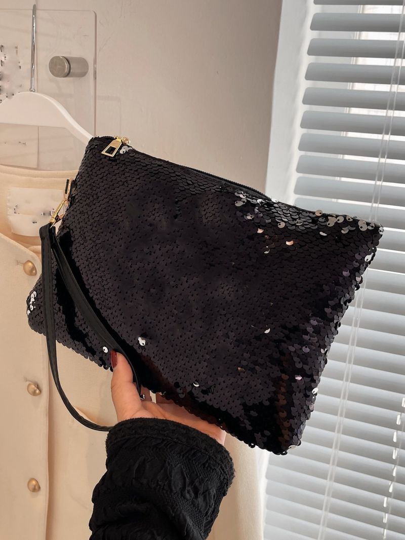 Sequin Square Bag With Wristlet