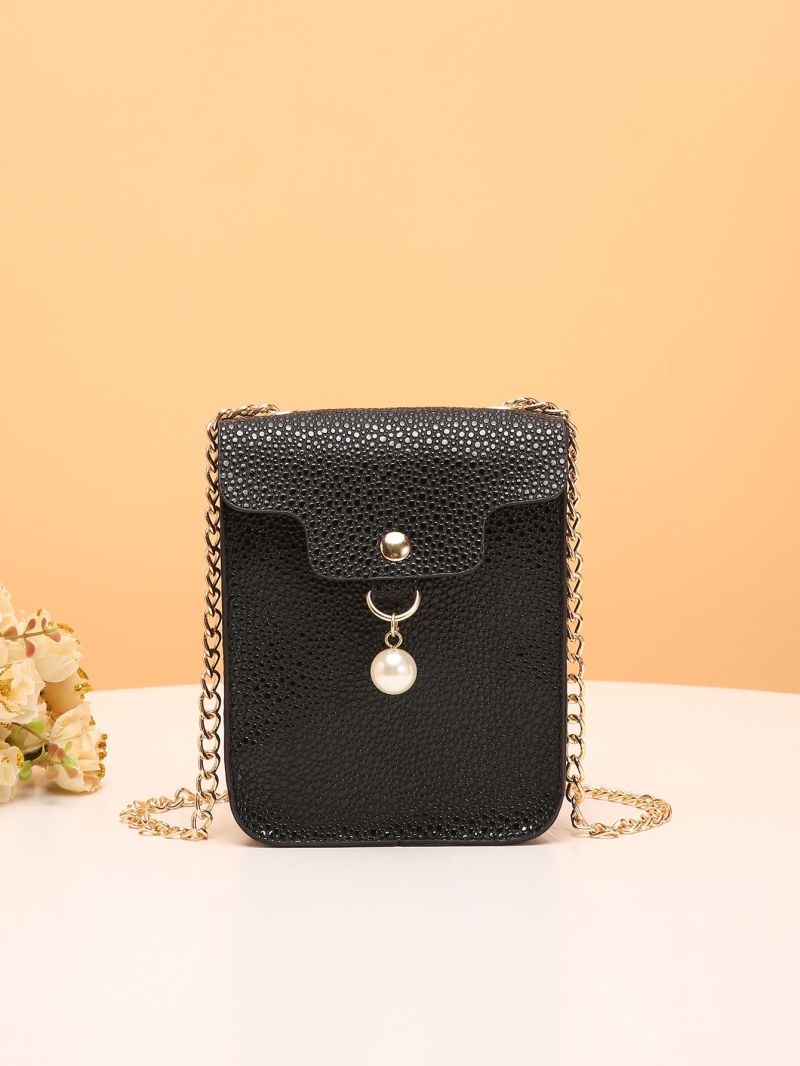 Mini Faux Pearl Decor Flap Square Bag