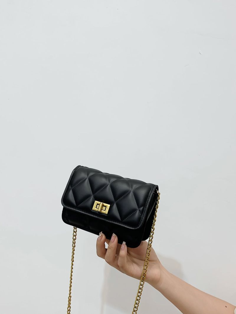 Mini Quilted Twist Lock Square Bag