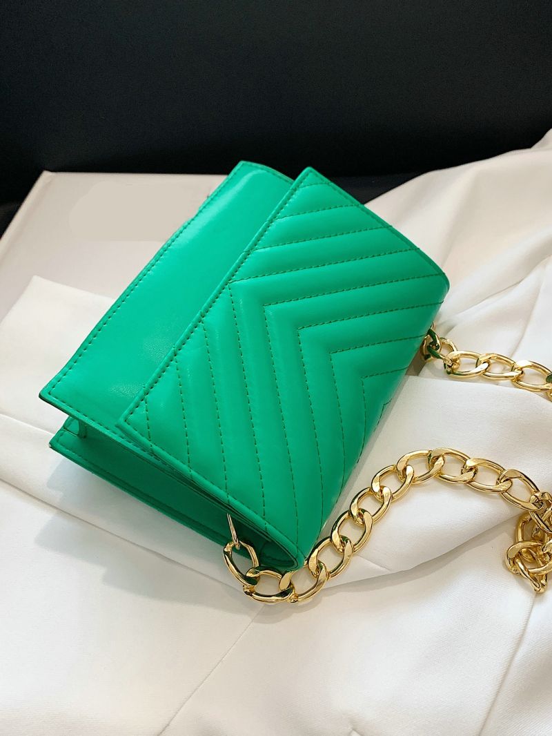Mini Chevron Detail Flap Chain Square Bag