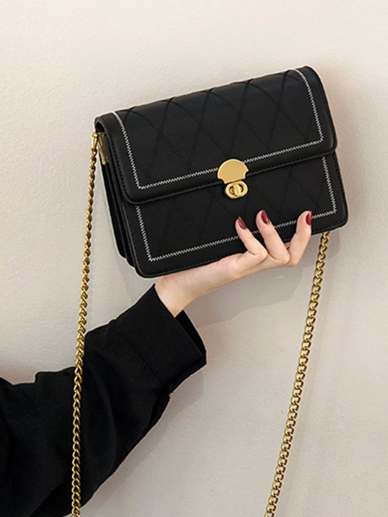 Minimalist Stitch Trim Flap Square Bag