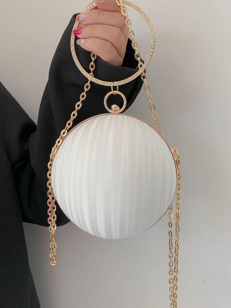 Mini Rhinestone Decor Circle Bag, Perfect Bride Purse For Wedding, Prom & Party Events