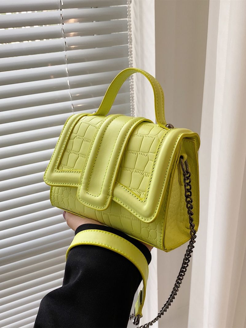 Mini Crocodile Embossed Flap Square Bag