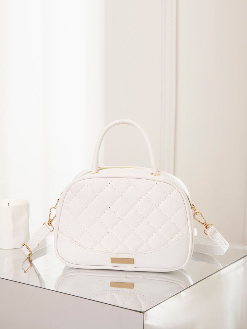 Quilted Metal Decor Satchel Bag