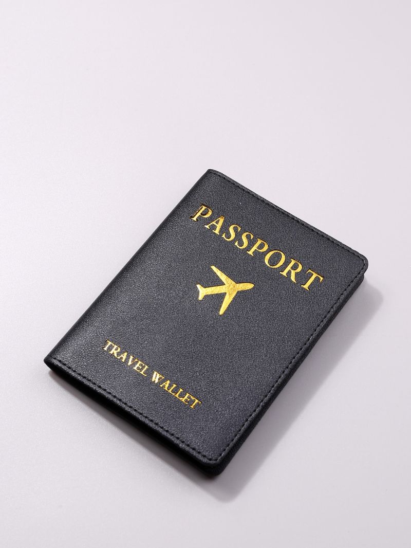 Metallic Plane & Letter Graphic Passport Case
