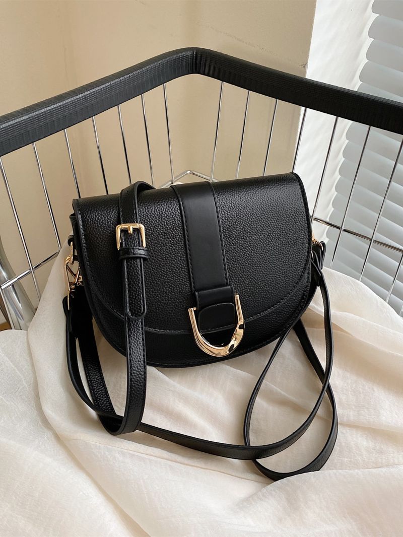 Litchi Embossed Flap Saddle Bag