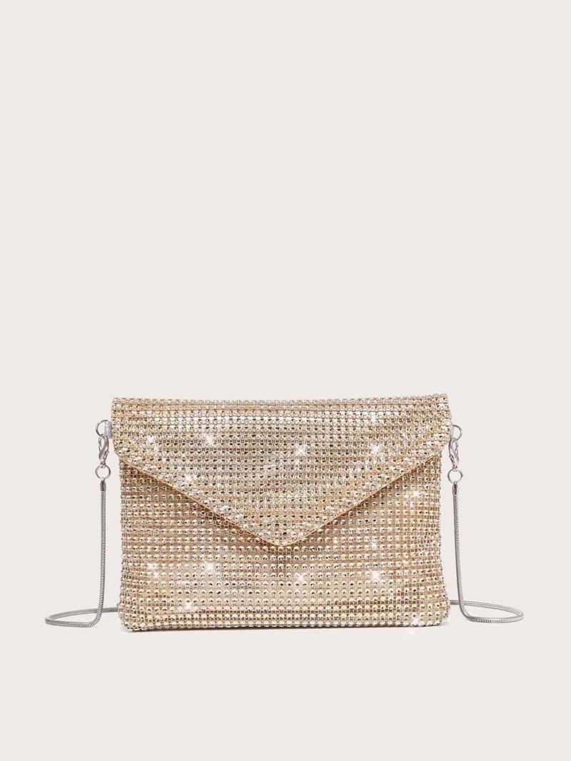 Rhinestone Decor Flap Square Bag