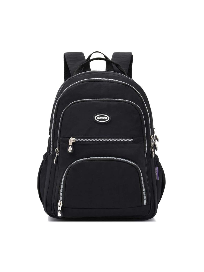 Letter Patch Decor Multi Zipper Functional Backpack