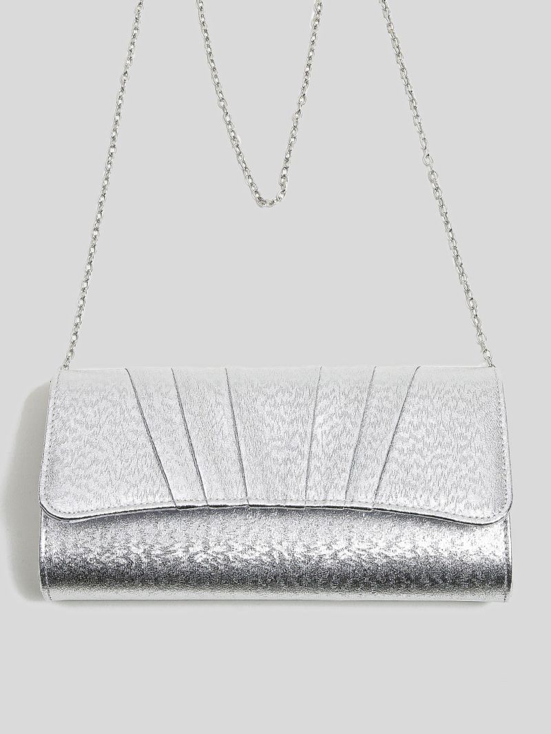 Metallic Flap Chain Square Bag