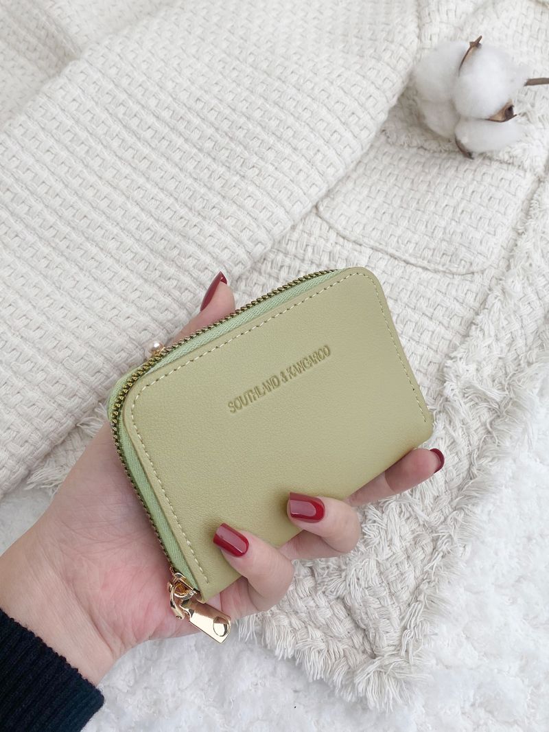 Letter Embossed Zipper Around Card Holder