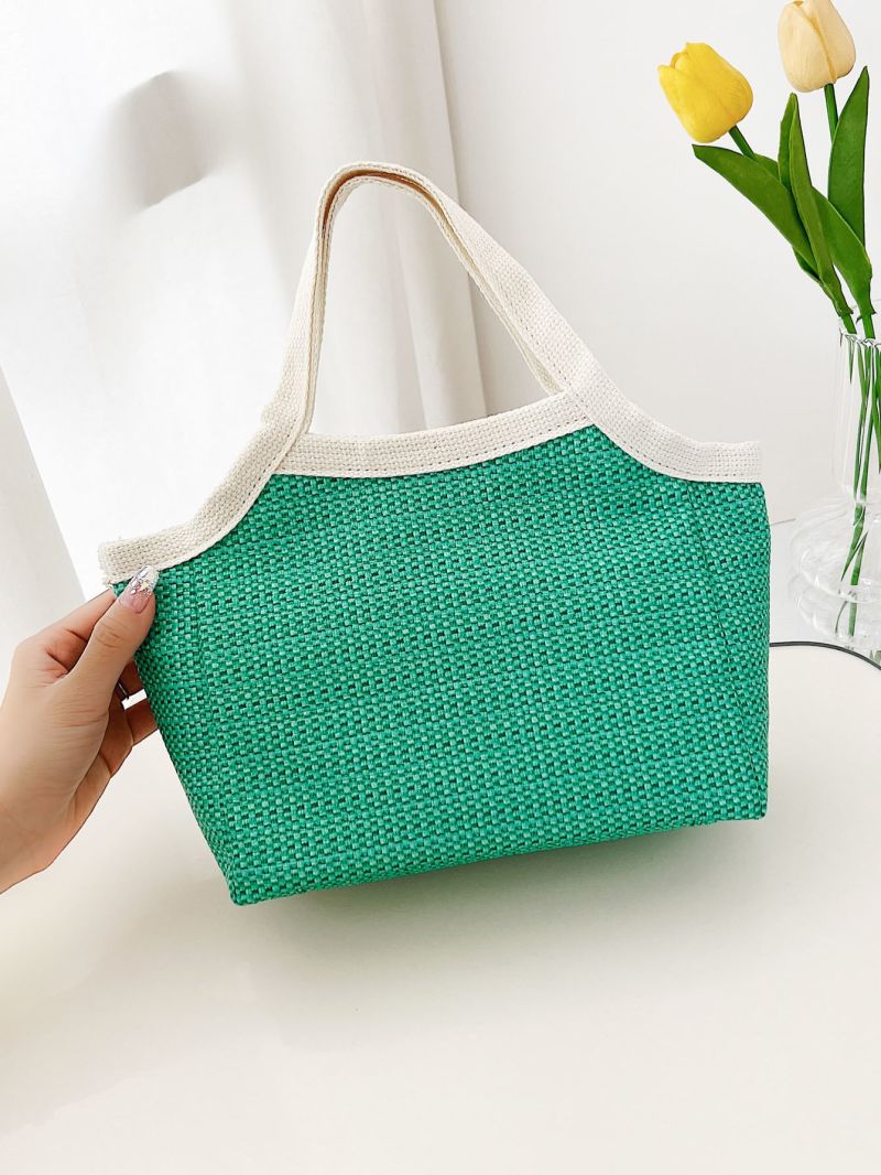 Contrast Binding Satchel Bag