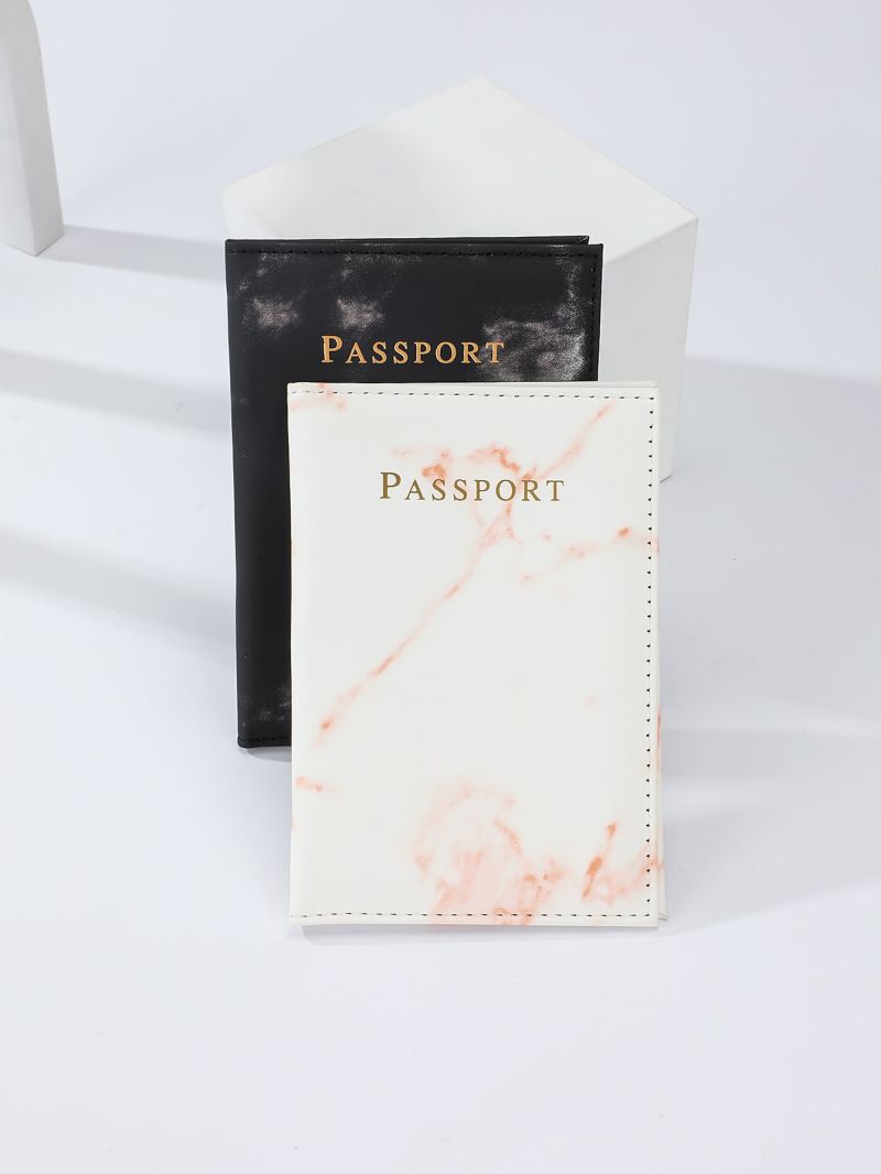 2pcs Marble & Letter Graphic Passport Cases