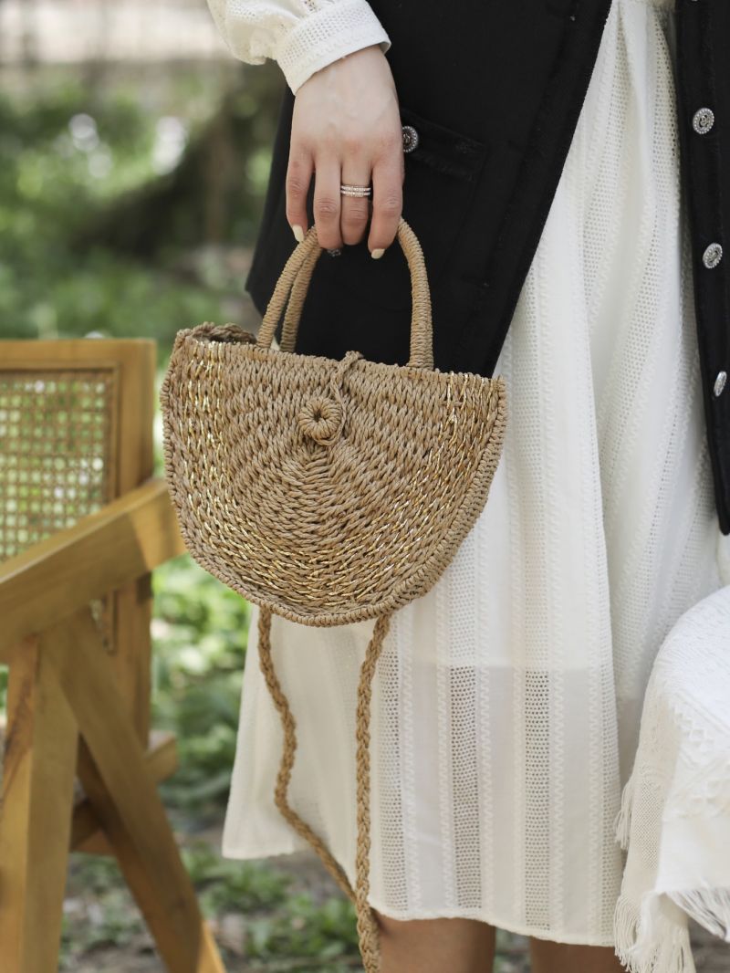 Minimalist Double Handle Straw Bag