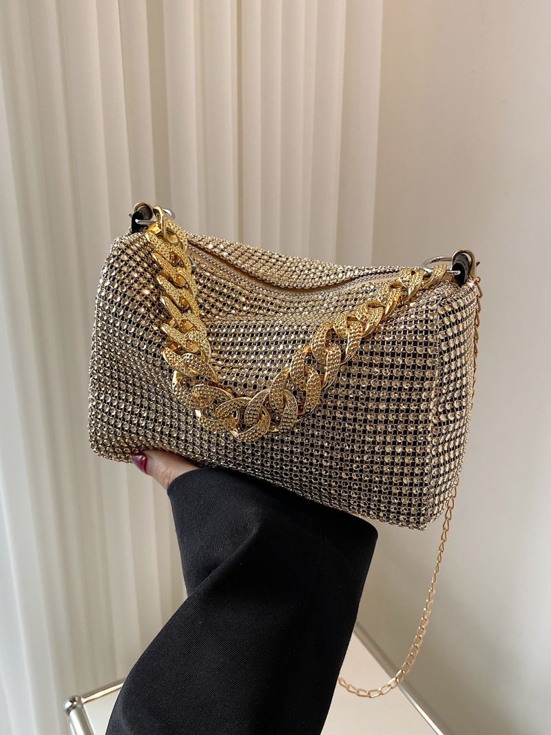 Mini Rhinestone Decor Chain Crossbody Bag