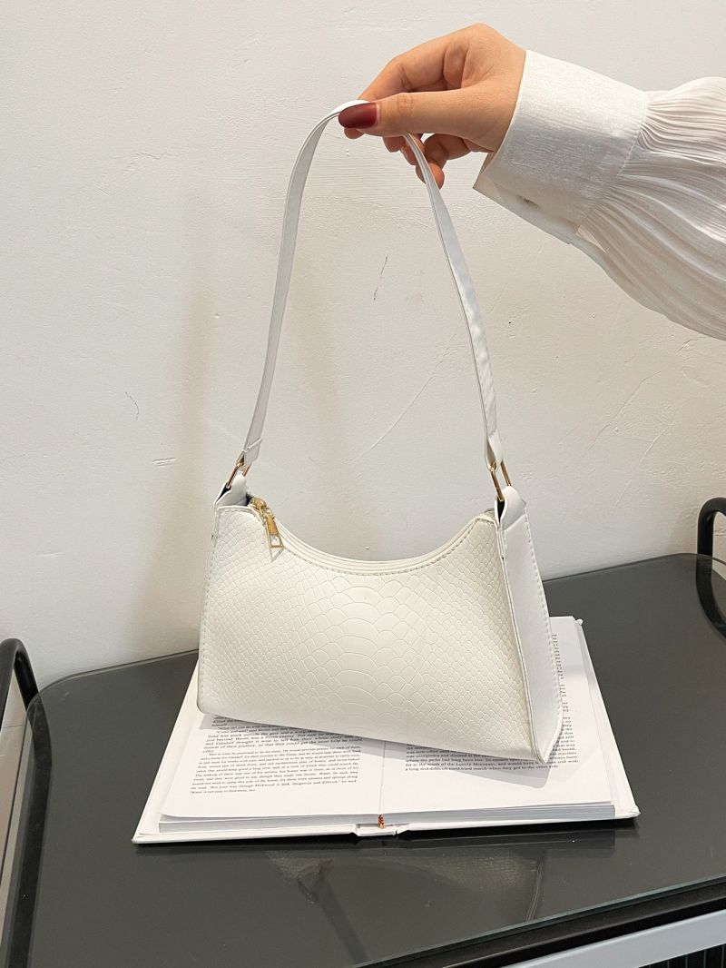 Crocodile Embossed Baguette Bag