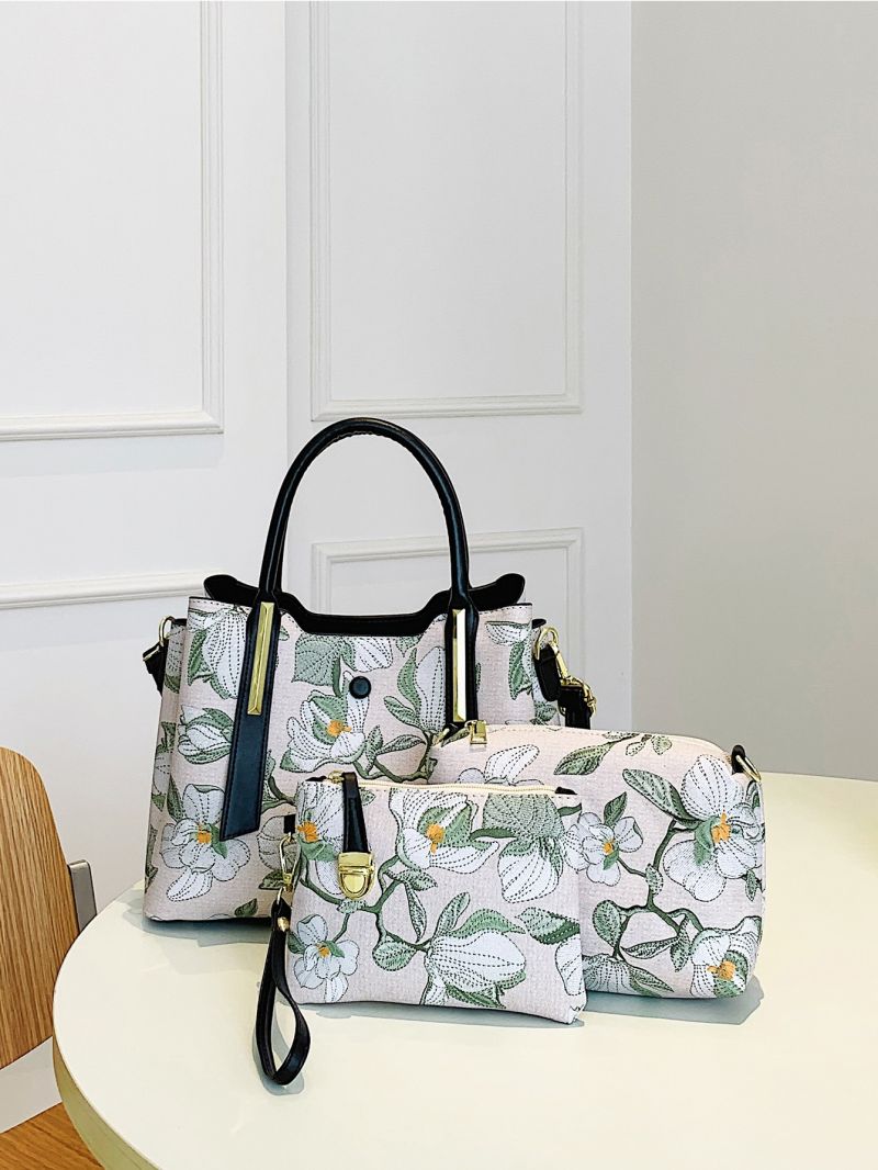 3pcs Floral Pattern Square Bag Set