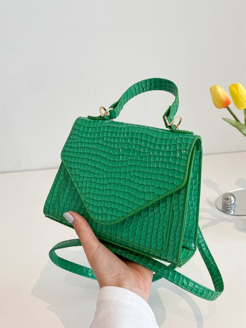 Mini Crocodile Embossed Flap Square Bag