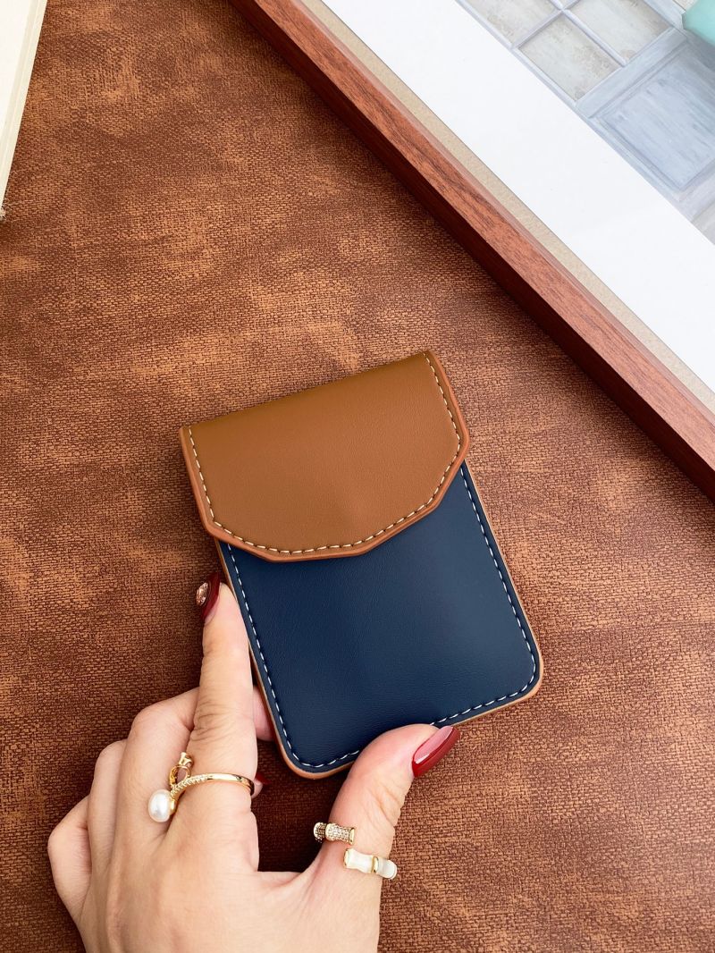 Two Tone Letter Embossed Flap Coin Purse