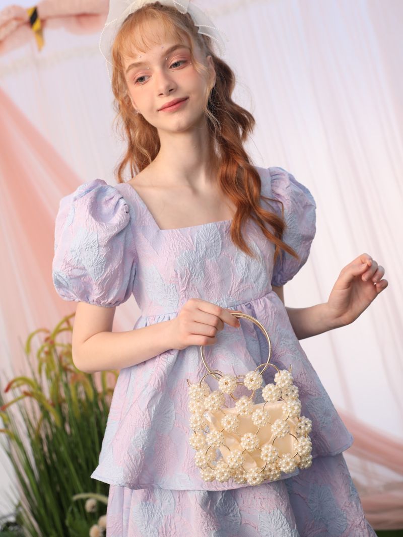 Mini Faux Pearl Decor Top Ring Evening Bag