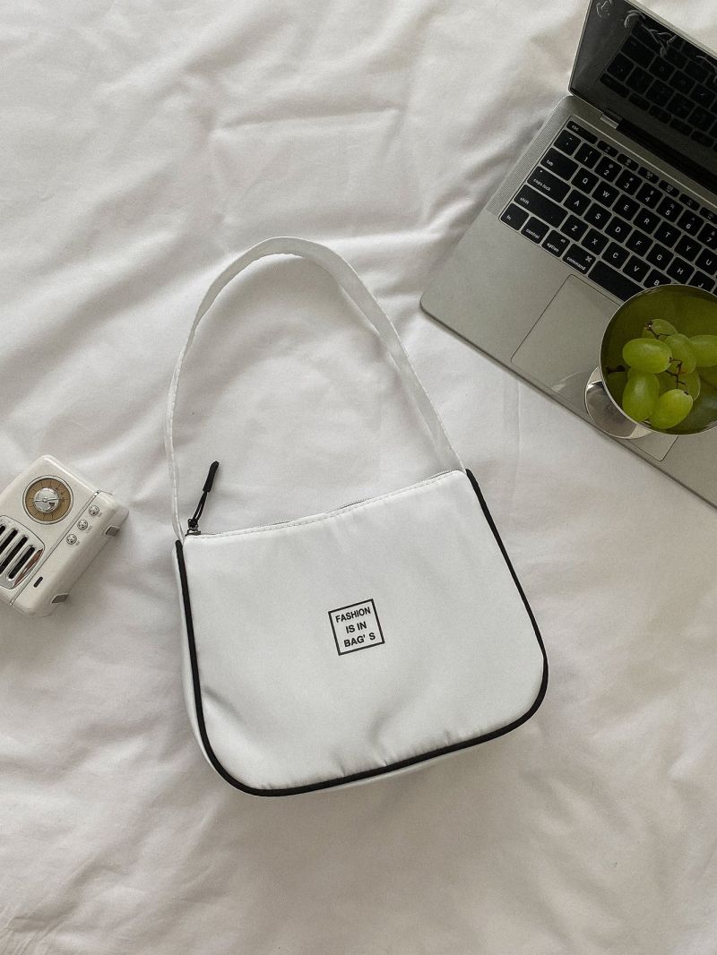 Slogan Graphic Piping Trim Square Bag